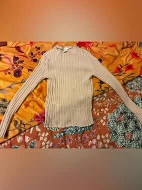 Boden Cream Ribbed Shirt Classic Crewneck